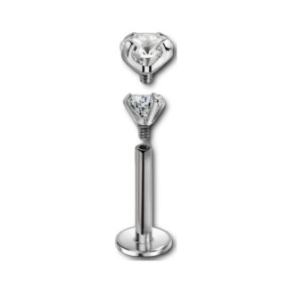 Labret acier 316L filetage interne · CZ sertie