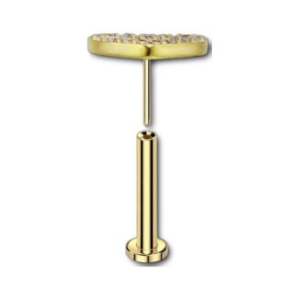 Labret push-in titane doré · top cœur CZ