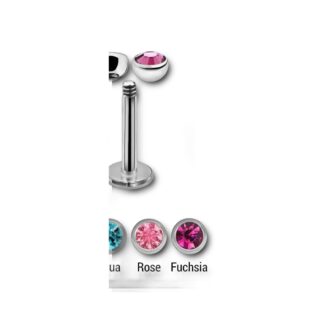 Labret acier 316L · demi-bille cristal 3mm — détails