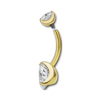 Barbell titane PVD doré nombril · CZ 5+8mm