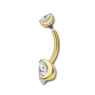 Barbell titane PVD doré nombril · CZ 5+8mm — détails