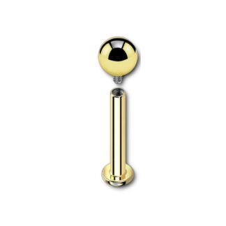 Labret titane PVD doré · bille 3mm — détails