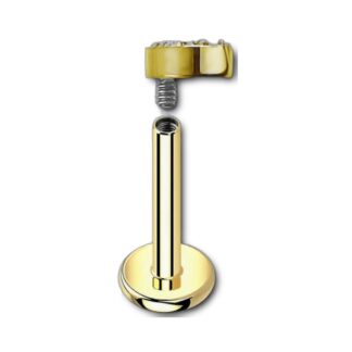 Labret titane PVD doré · top lune 3 CZ