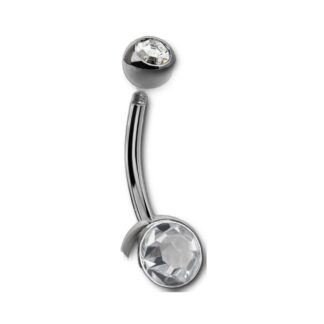 Barbell titane G23 stérilisé nombril · cristal 5+8mm