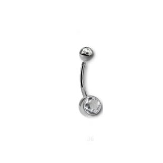 Barbell titane G23 stérilisé nombril · cristal 5+8mm — détails
