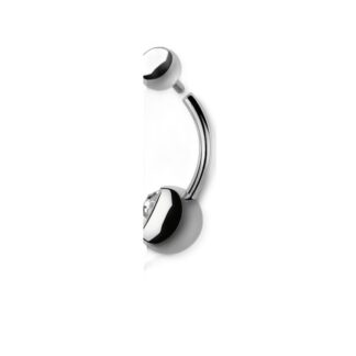 Barbell titane nombril · bille 5mm + cristal 8mm — détails