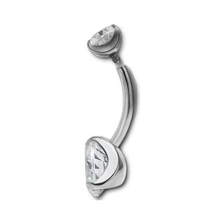 Barbell titane nombril · CZ rond 5mm + 8mm
