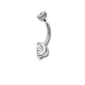 Barbell titane nombril · CZ rond 5mm + 8mm — détails