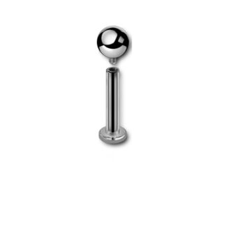 Labret titane 16g · bille 3mm · base 2.5mm — détails