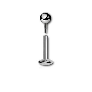 Labret titane 16g · bille 3mm · base convexe — détails
