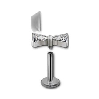 Labret titane · top nœud 2 cristaux triangle