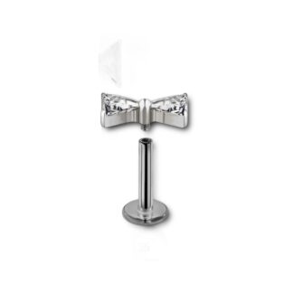 Labret titane · top nœud 2 cristaux triangle — détails