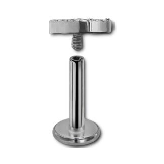 Labret titane · top lune sertie CZ