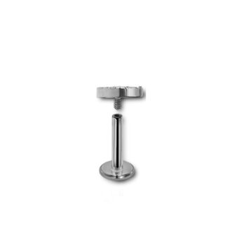 Labret titane · top lune sertie CZ — détails