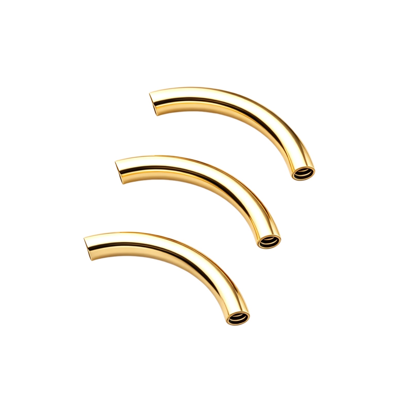 Barre courbe doré PVD · 1,6 mm × 10 mm