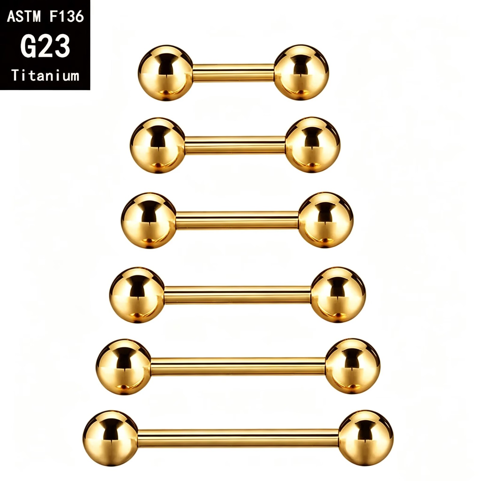 Barre droite doré PVD · 1,2 mm × 8 mm