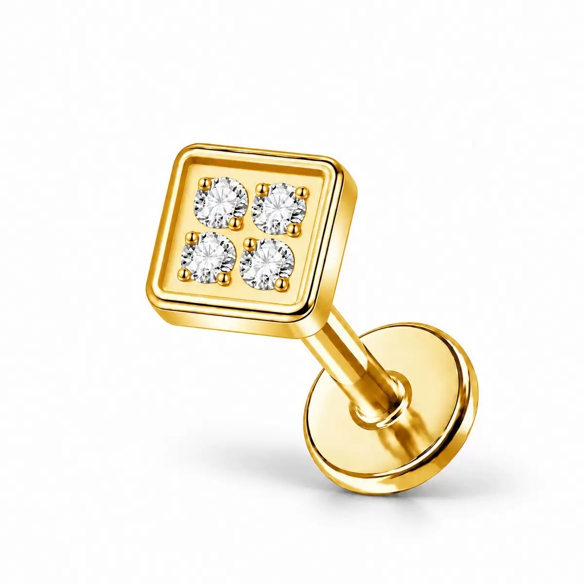 Stud zircon doré PVD · 1,2 mm × 8 mm