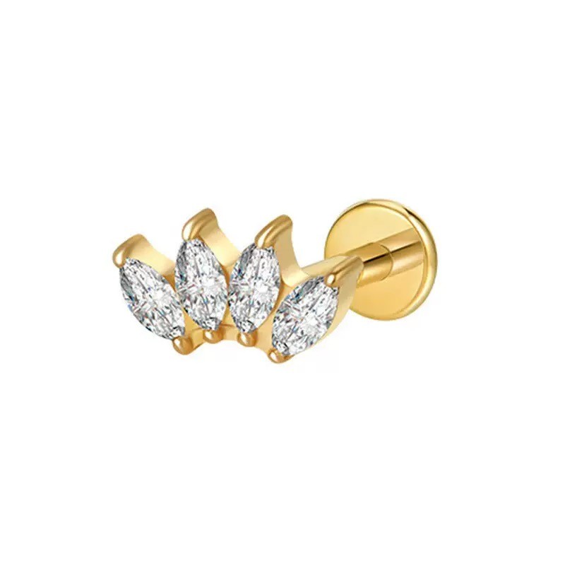 Stud zircon doré PVD · 1,2 mm × 8 mm