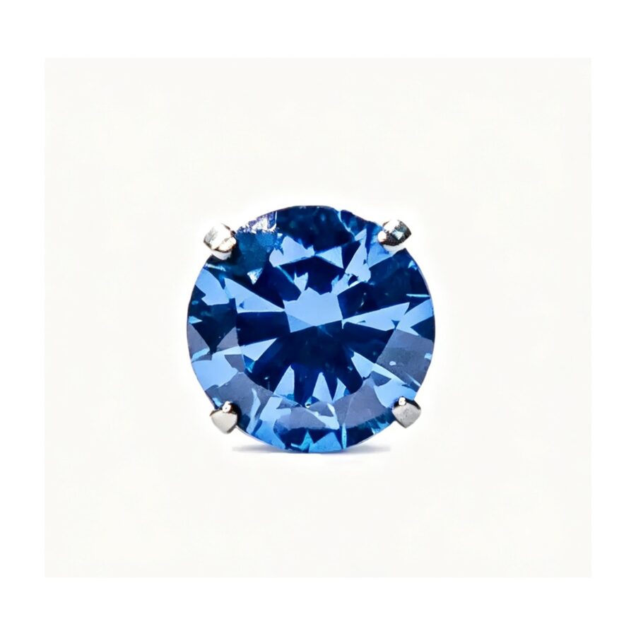 Top zircon bleu serti griffes doré PVD · 4 mm